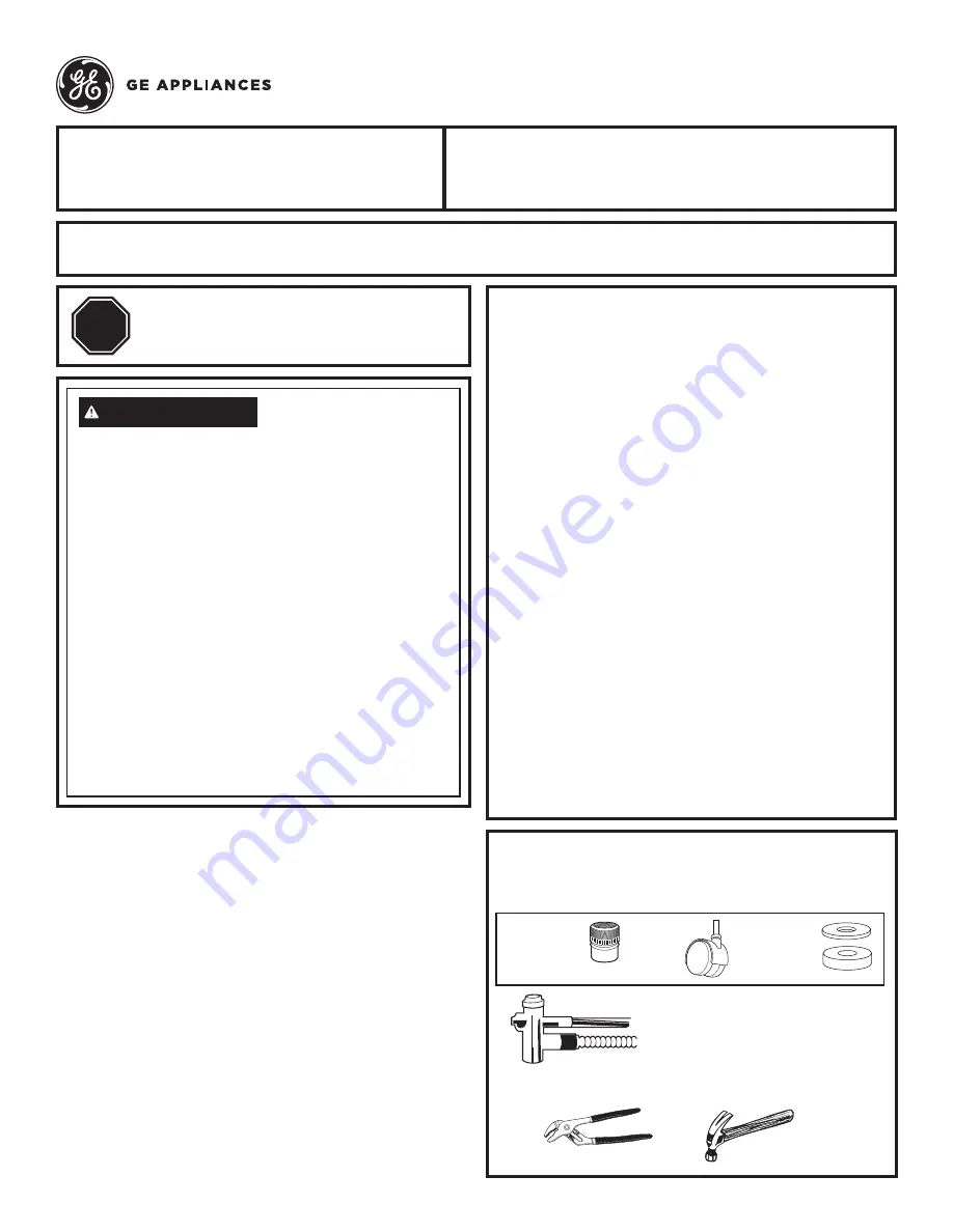 GE GPT225SGLWW Installation Instructions Manual Download Page 5