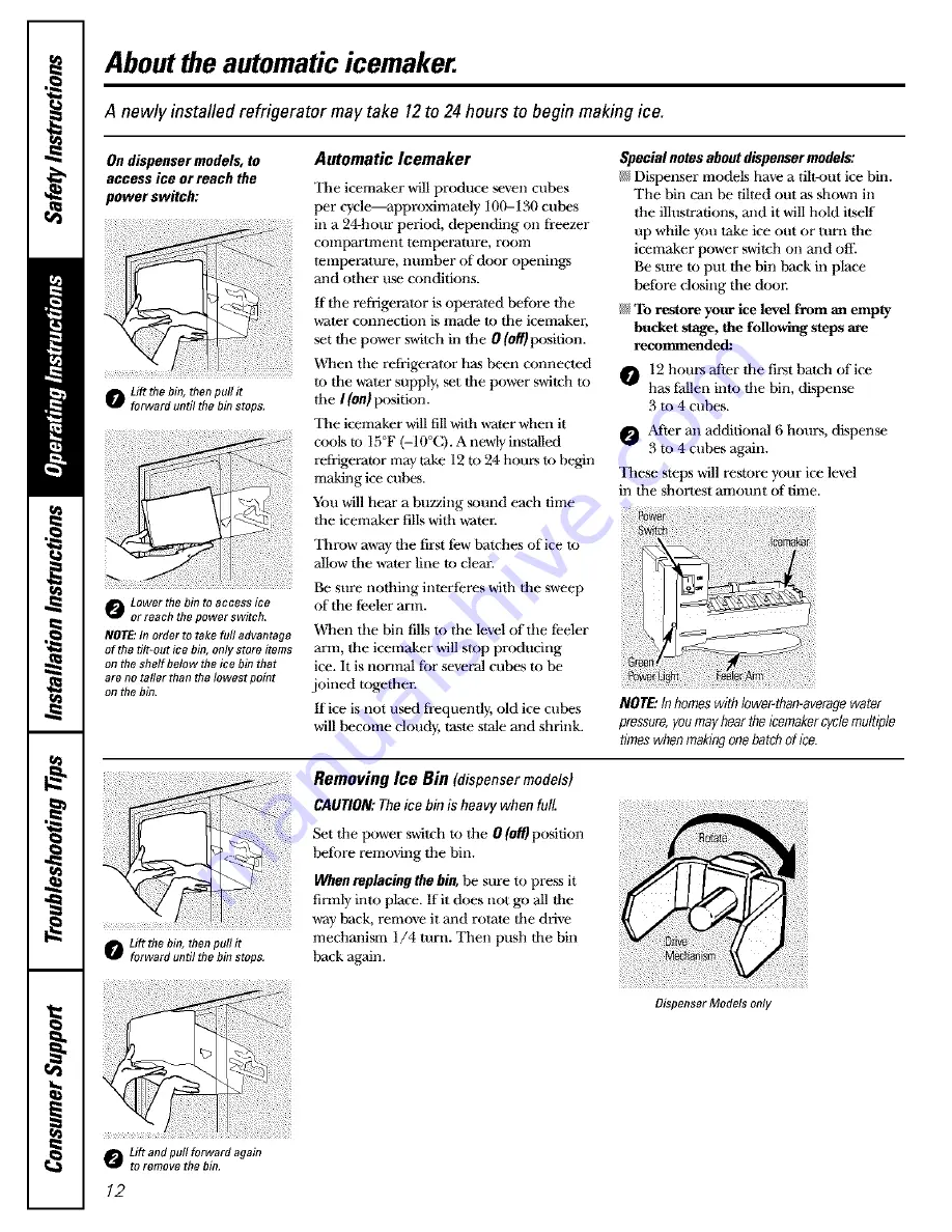 GE GSC22KGRCBB and Owner'S Manual And Installation Download Page 12