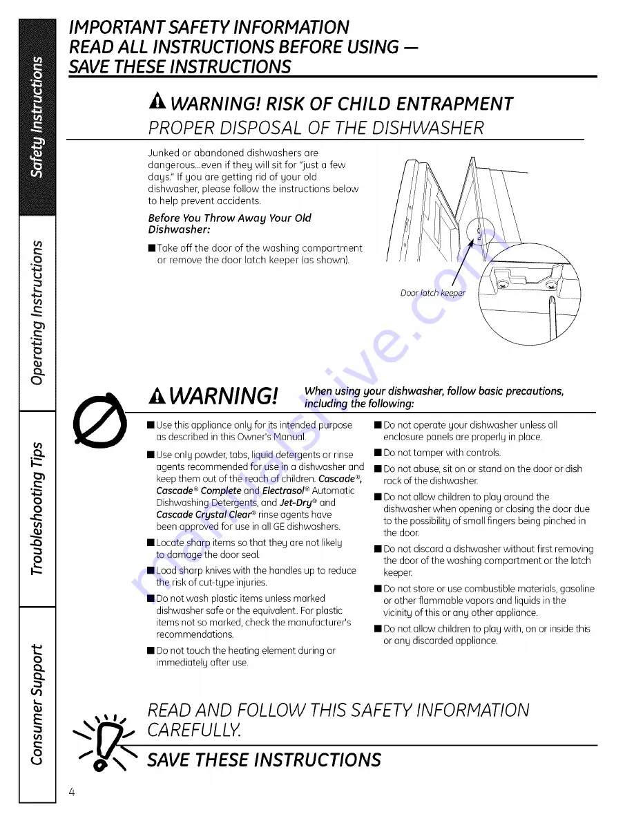 GE GSC3500NWW Owner'S Manual Download Page 4