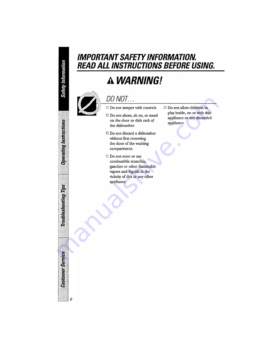 GE GSD5610D01AA Owner'S Manual Download Page 6