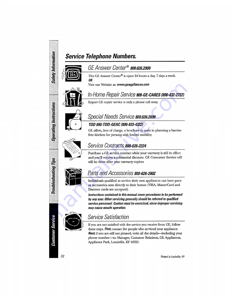 GE GSD5610D01AA Owner'S Manual Download Page 32