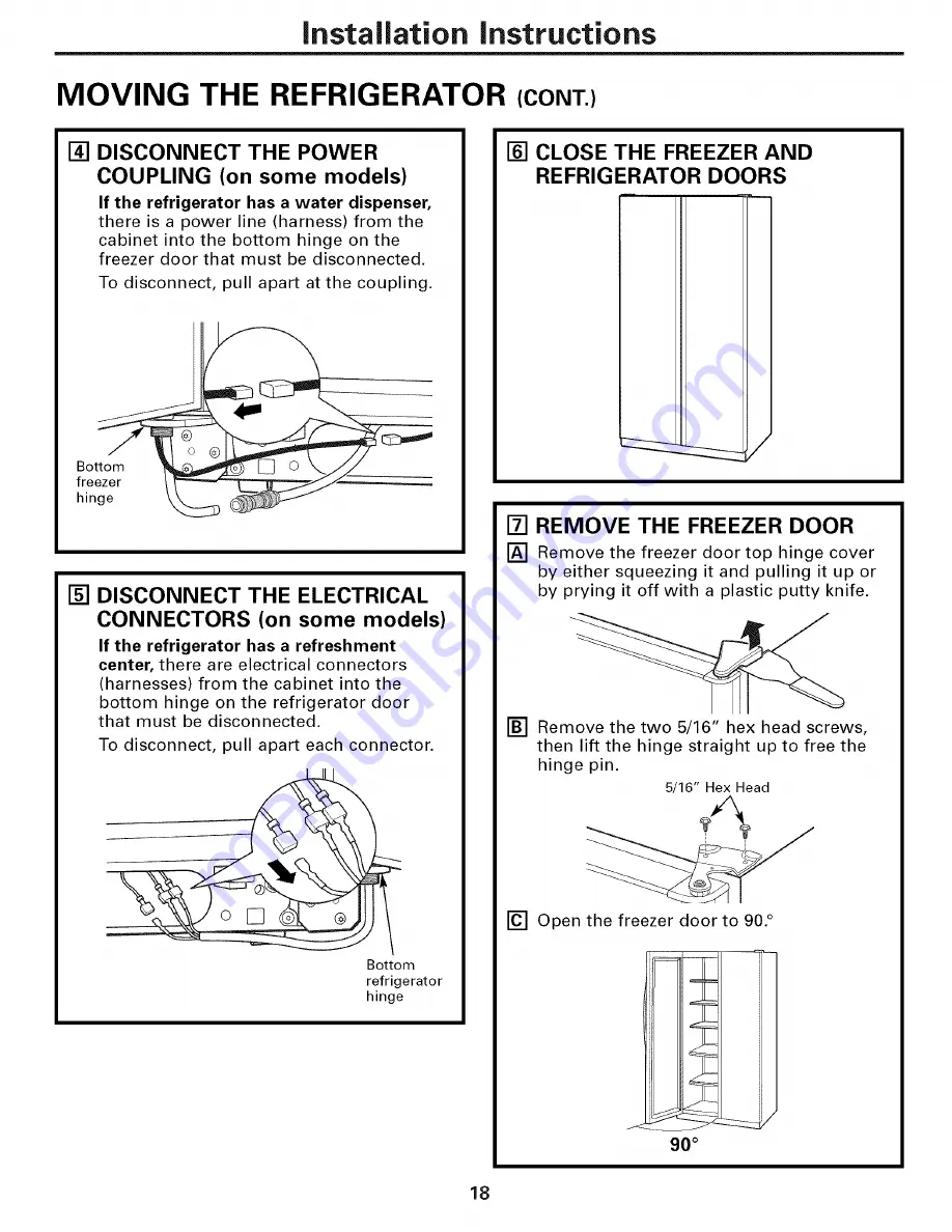 GE GSF25TGTBBB and Owner'S Manual And Installation Download Page 18