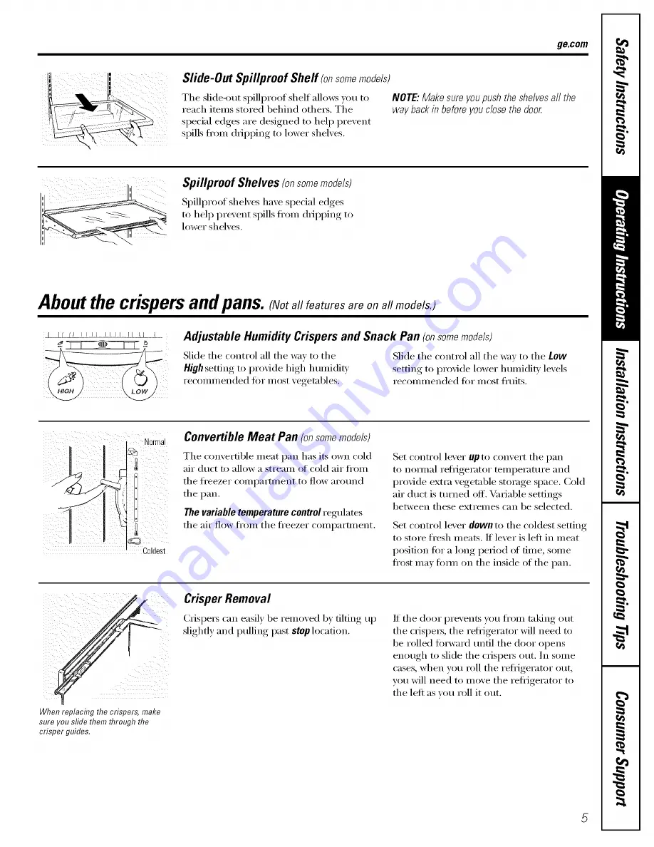 GE GSH22JFTDWW Owner'S Manual Download Page 5