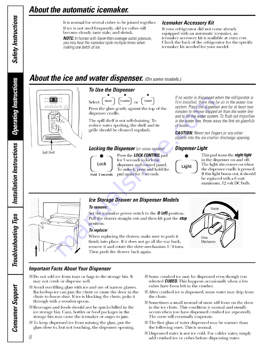 GE GSH22JFTDWW Owner'S Manual Download Page 8