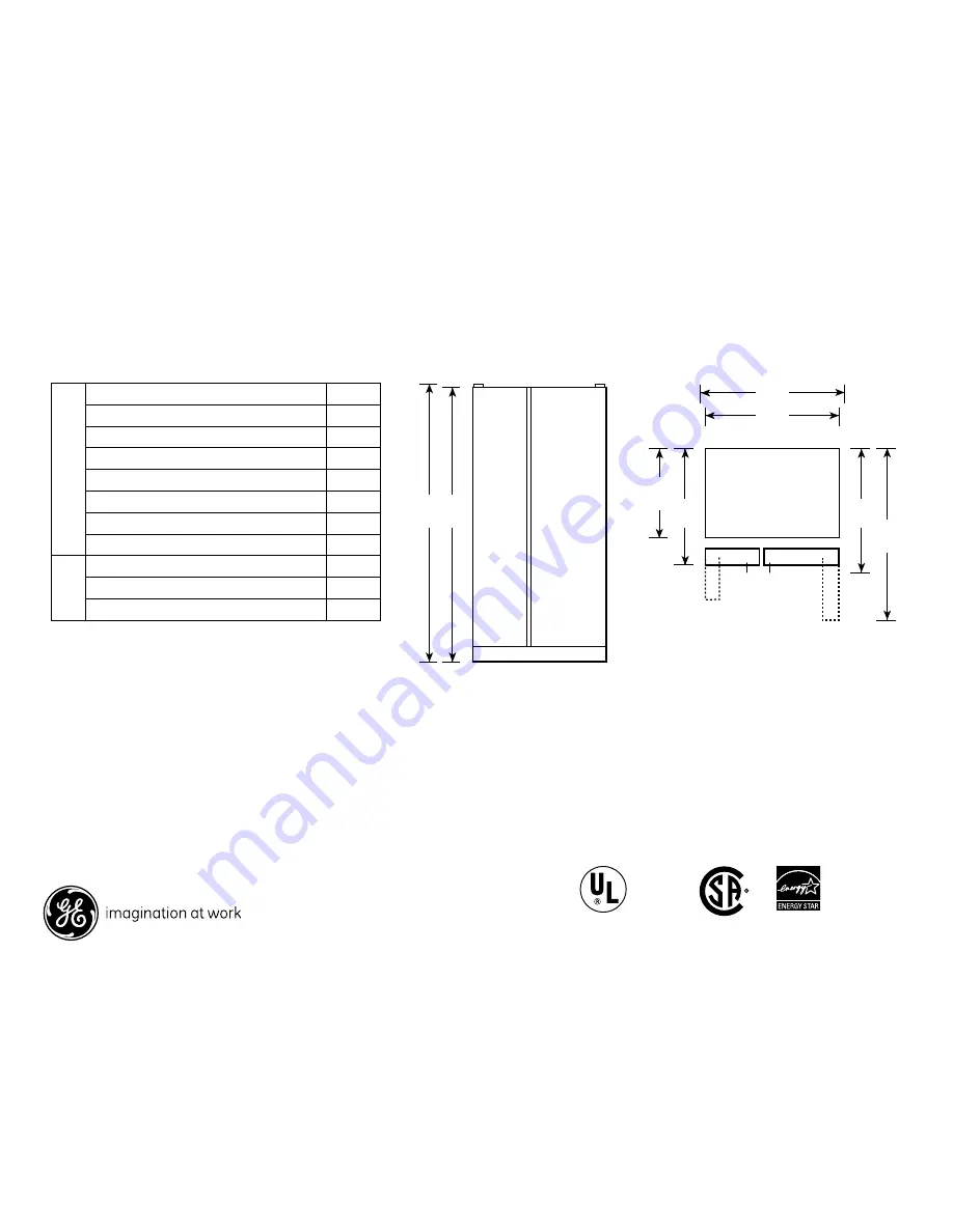 GE GSHF9NGY Dimensions And Installation Information Download Page 1