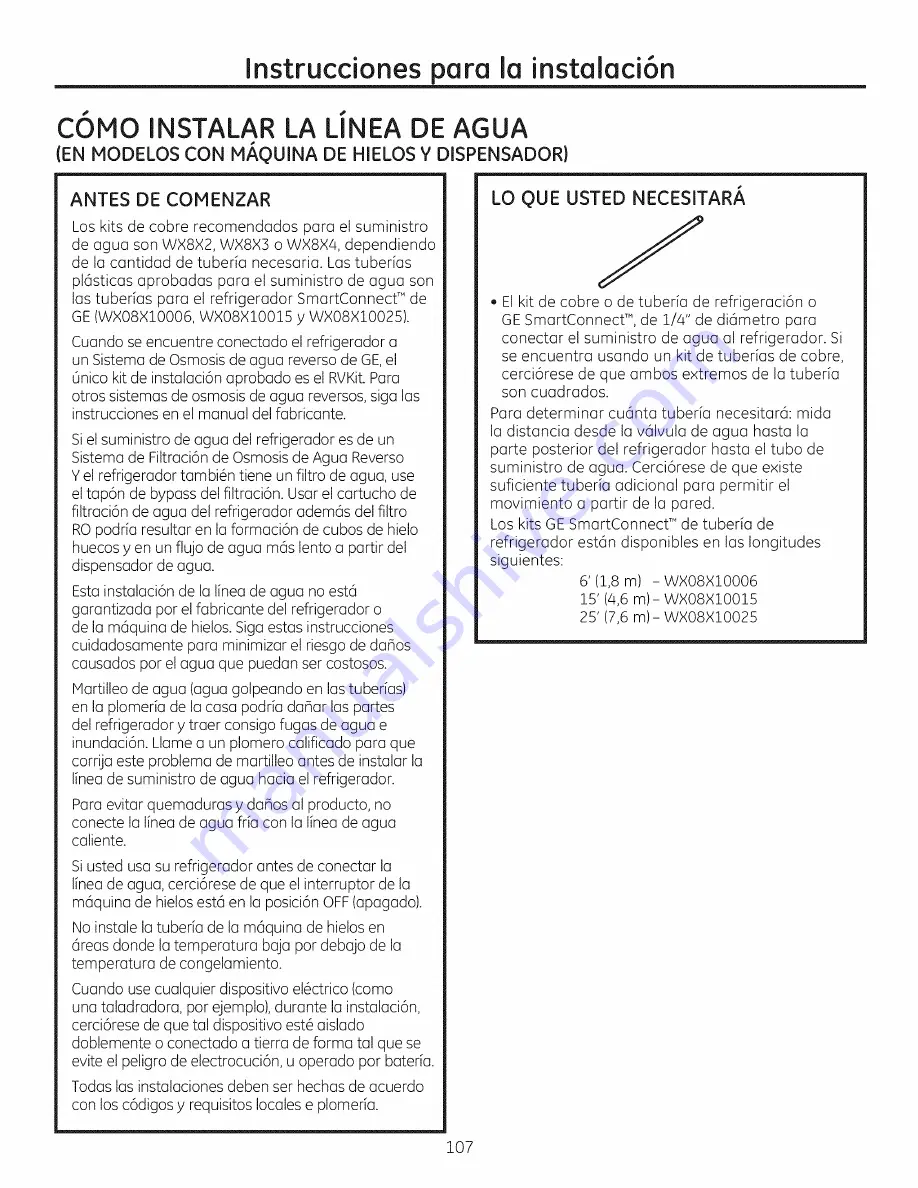 GE GSHS6KGZCCSS Owner'S Manual And Installation Download Page 107