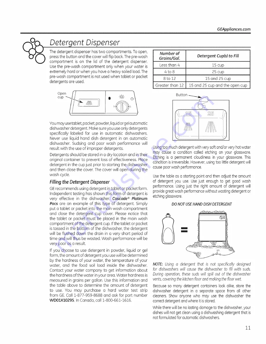 GE GSM1800F02BB Owner'S Manual Download Page 11