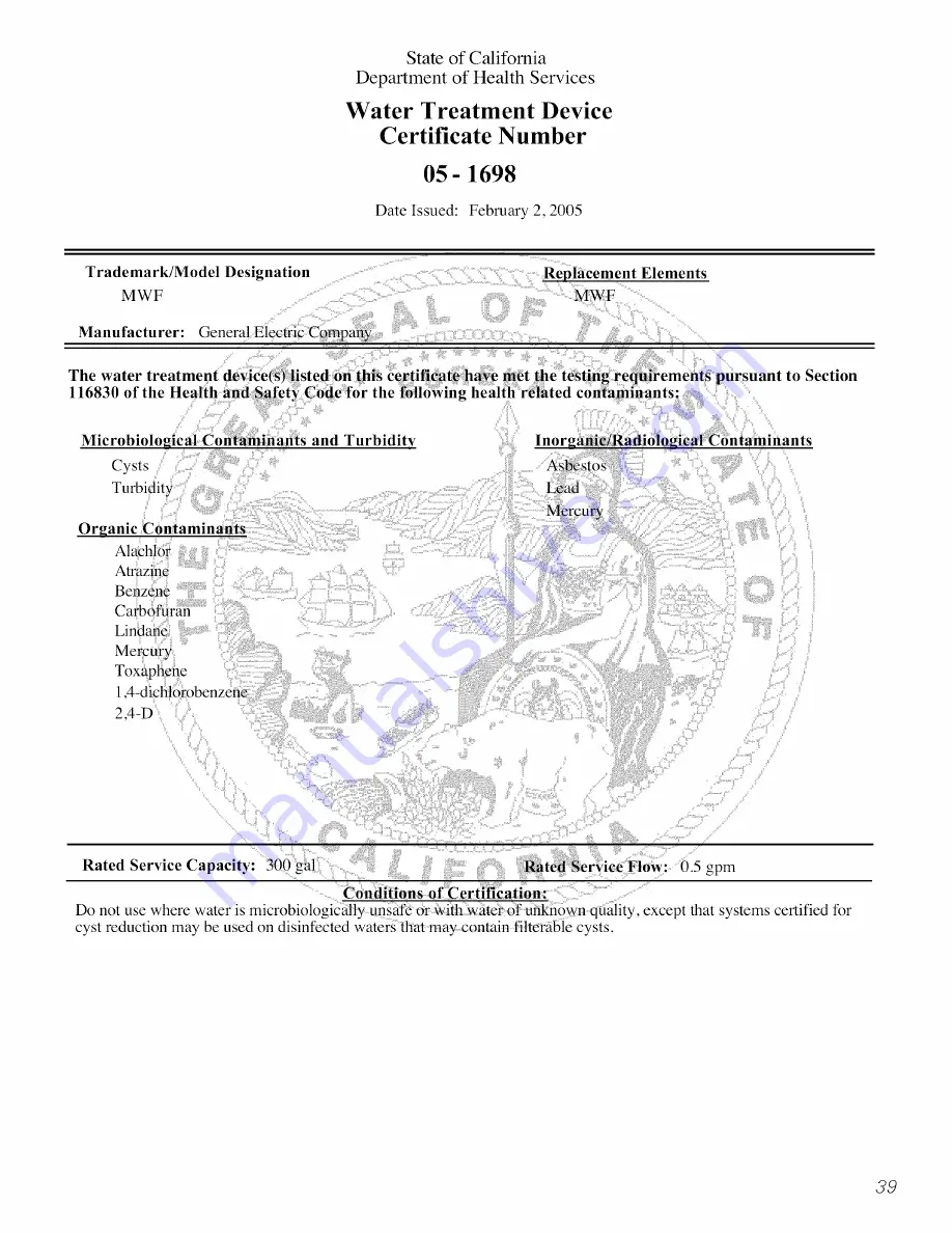 GE GSS23QSWKSS and Owner'S Manual And Installation Download Page 39