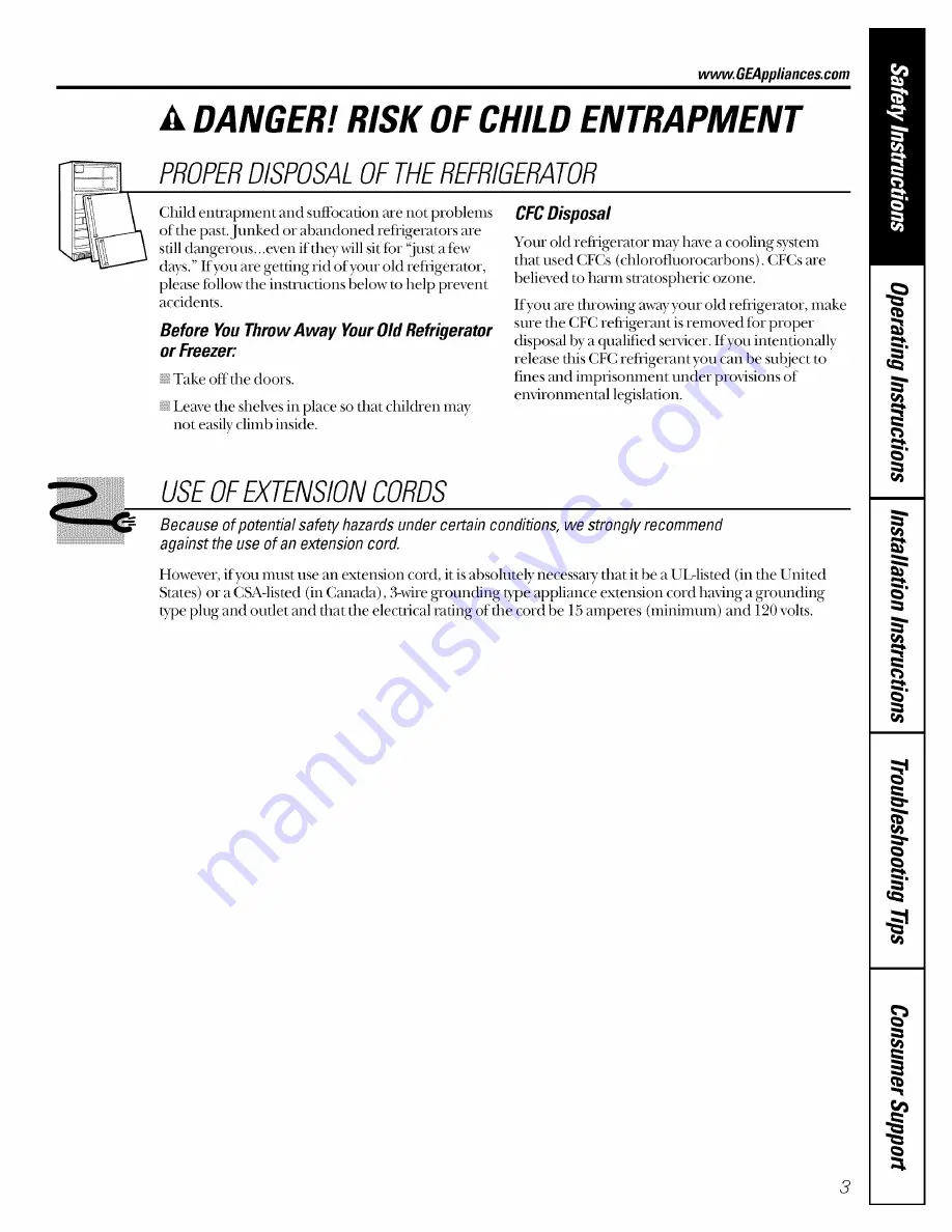 GE GSS25WGMCWW and Owner'S Manual And Installation Instructions Download Page 3