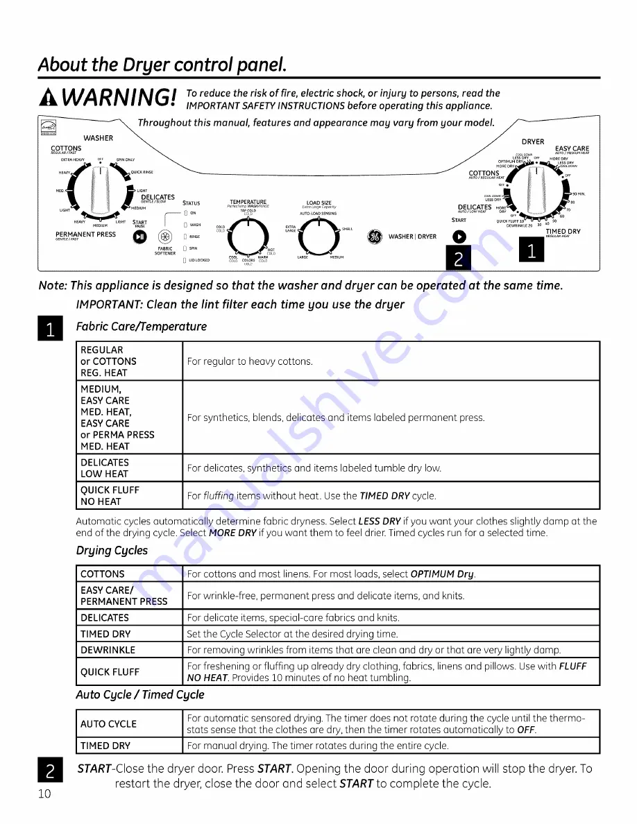 GE GTUP240 Owner'S Manual Download Page 10