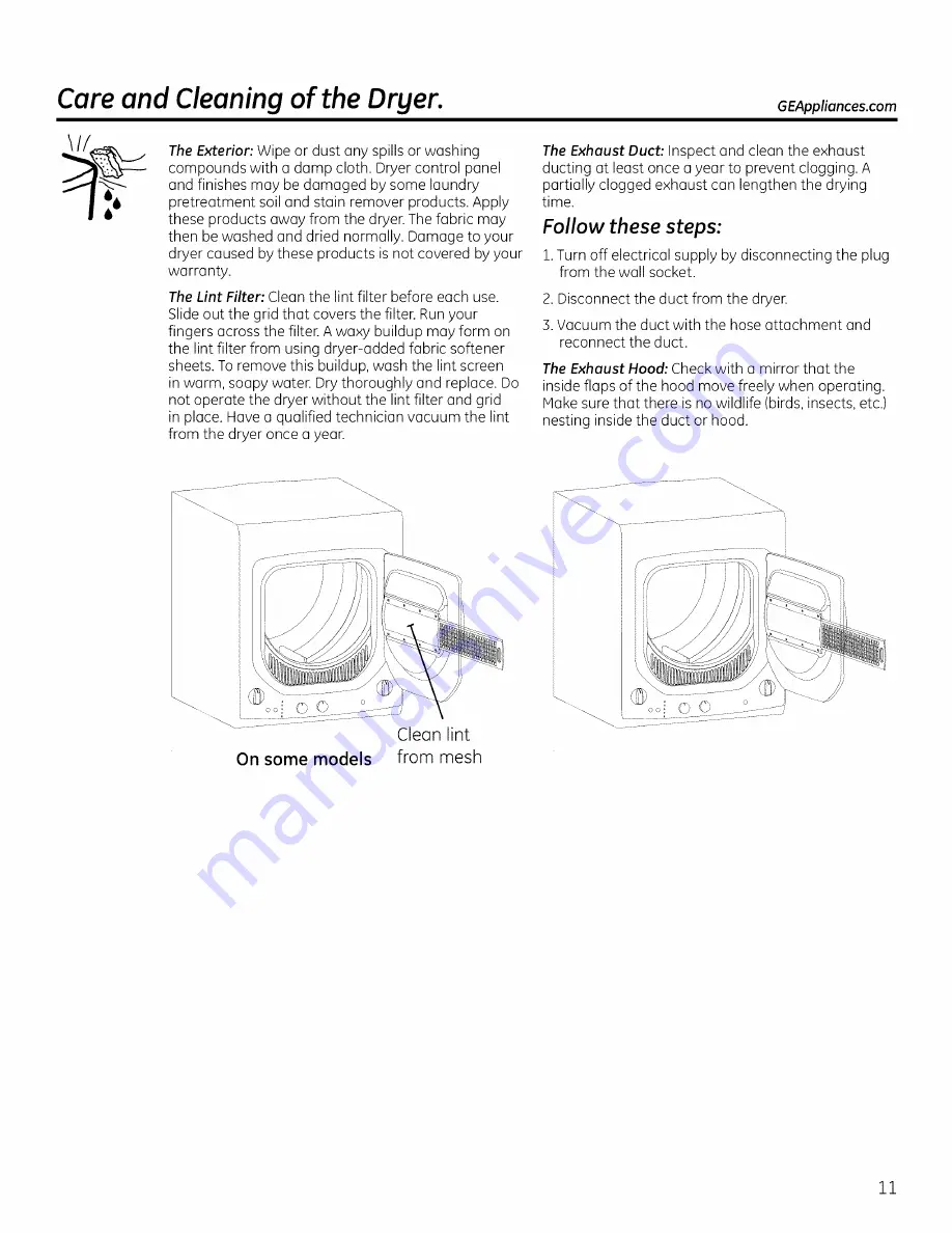 GE GTUP240 Owner'S Manual Download Page 11