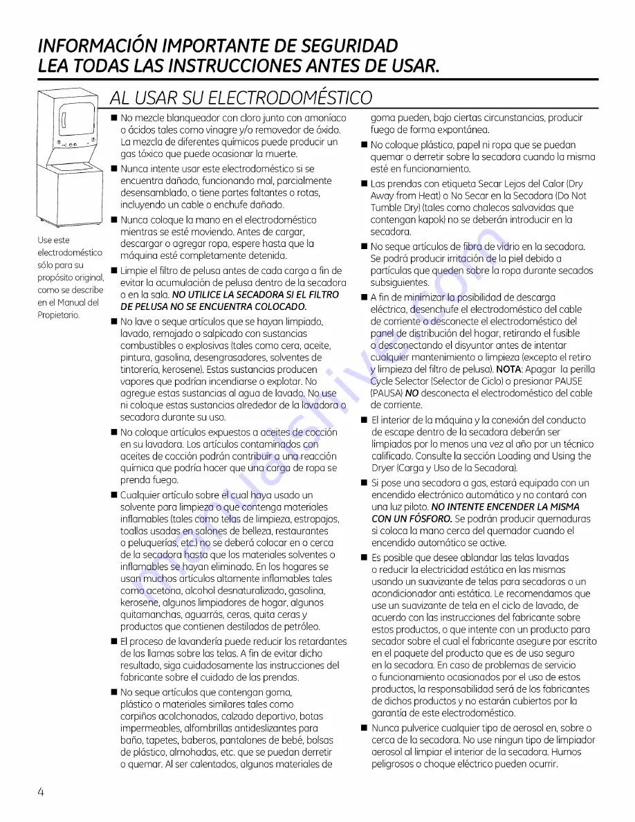 GE GTUP240 Owner'S Manual Download Page 44