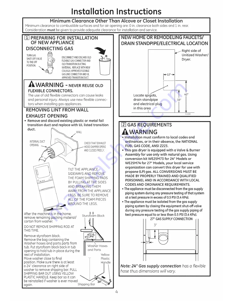 GE GTUP270GM1WW Installation Instructions Manual Download Page 4