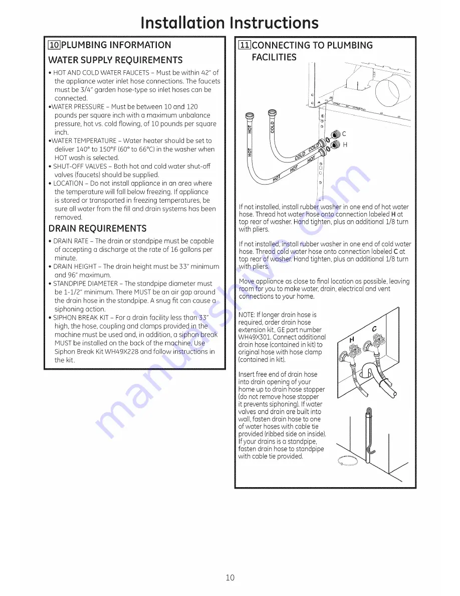 GE GTUP270GM1WW Installation Instructions Manual Download Page 10