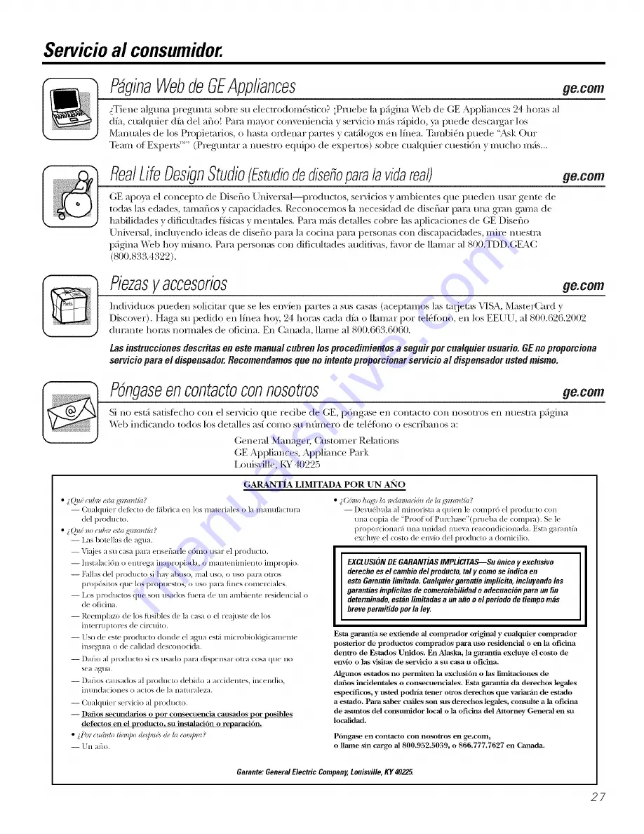 GE GXCFI5HWW Owner'S Manual Download Page 27