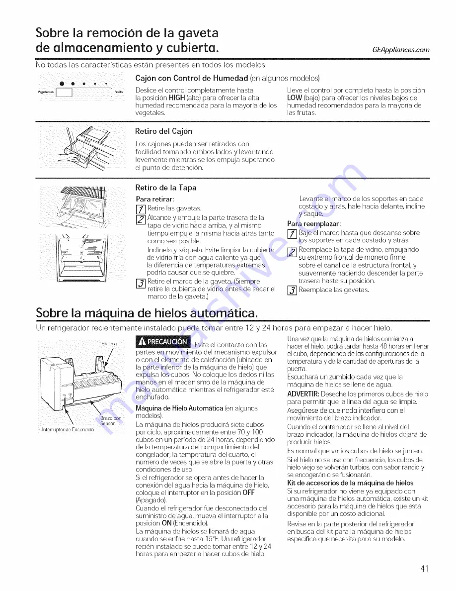 GE HPS18BTHBRBB Owner'S Manual And Installation Instructions Download Page 41