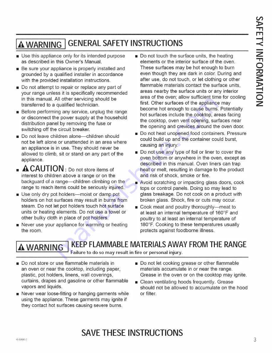 GE JB750DF2CC Owner'S Manual Download Page 3