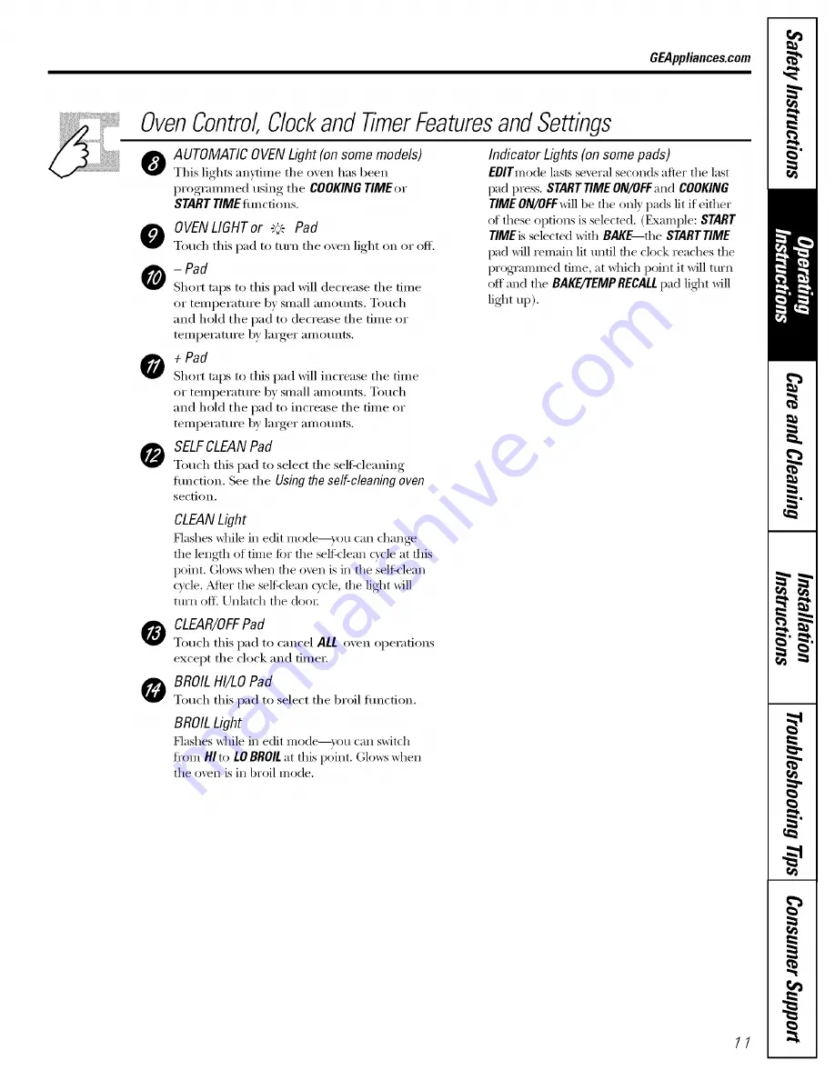 GE JBS03 Owner'S Manual And Installation Instructions Download Page 11