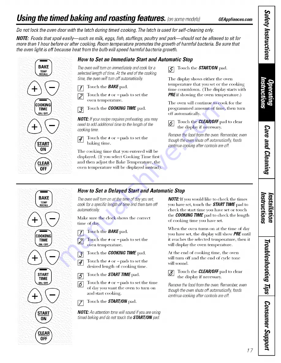 GE JBS03 Owner'S Manual And Installation Instructions Download Page 17