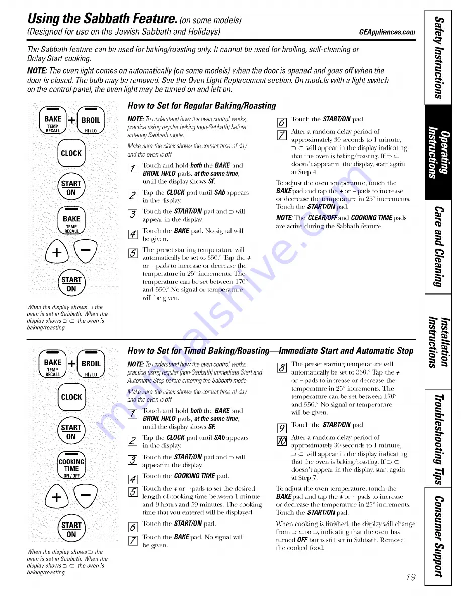 GE JBS03 Owner'S Manual And Installation Instructions Download Page 19