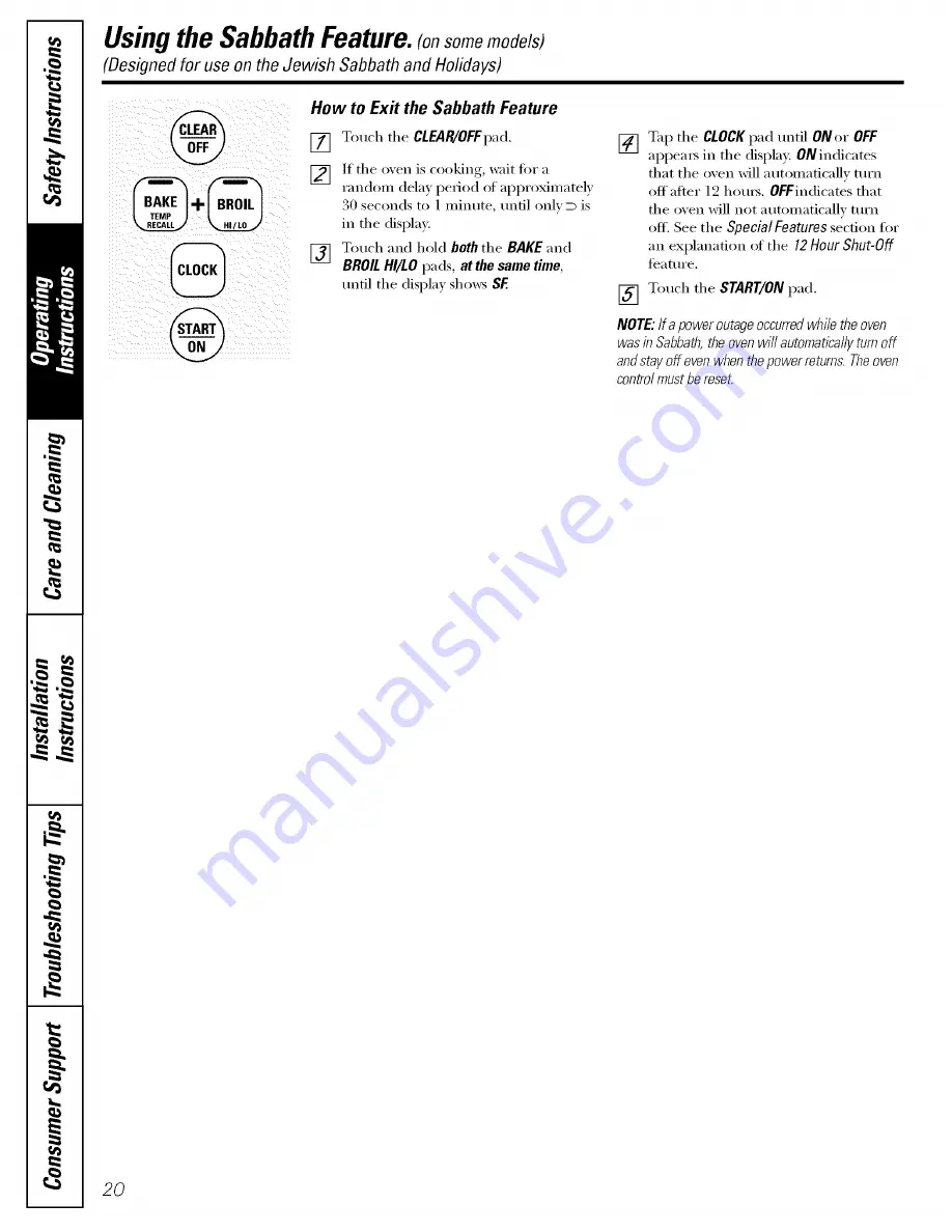 GE JBS03 Owner'S Manual And Installation Instructions Download Page 20