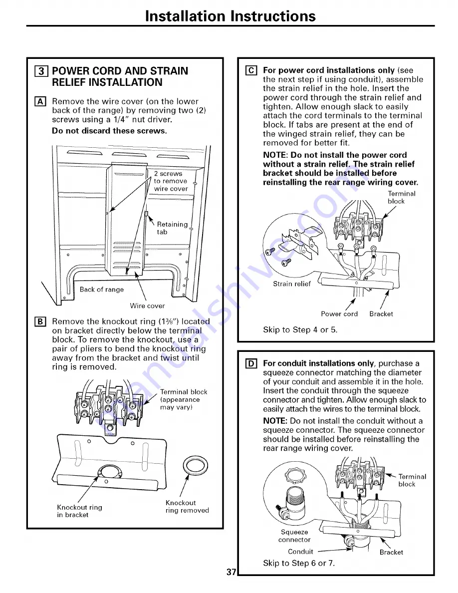 GE JBS03 Owner'S Manual And Installation Instructions Download Page 37