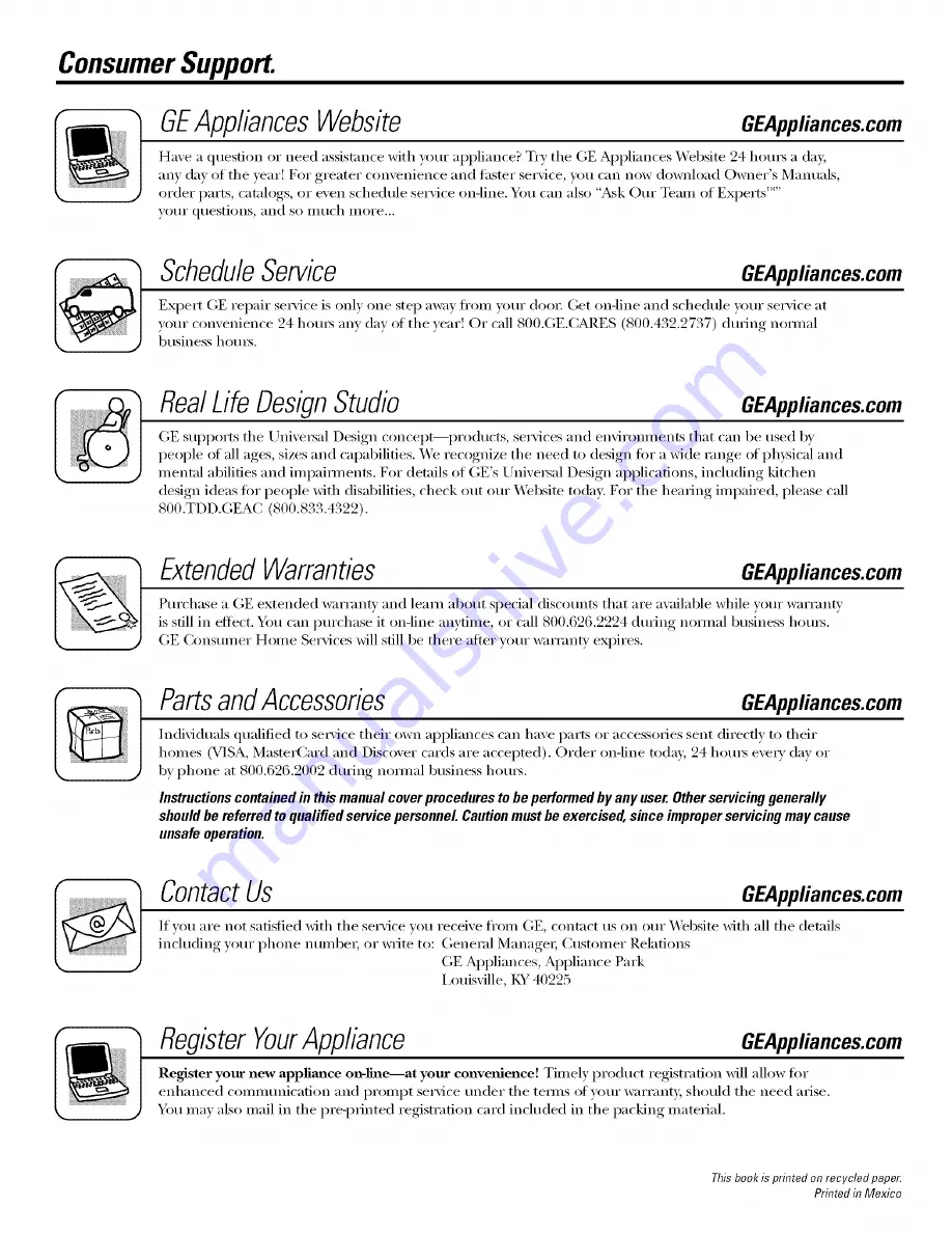 GE JBS03 Owner'S Manual And Installation Instructions Download Page 52