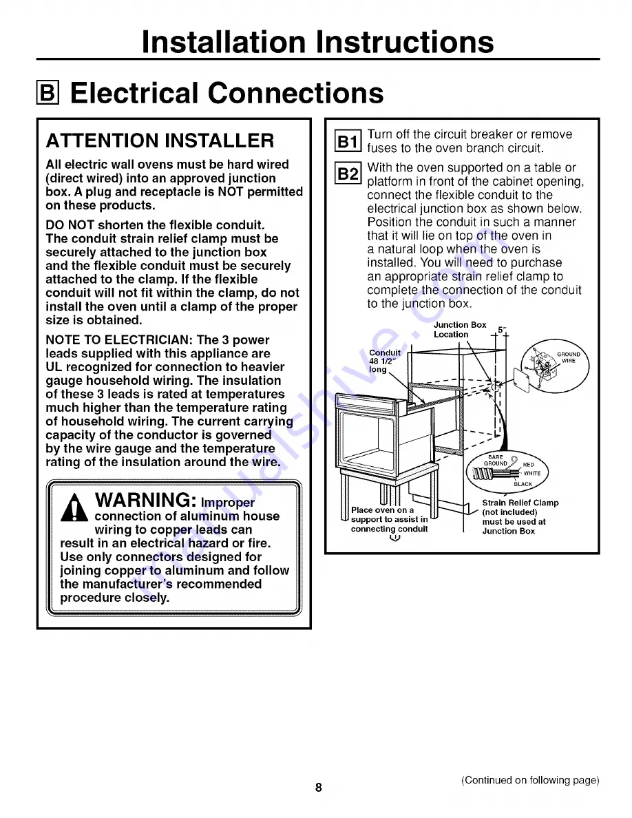 GE JKP20 Installation Instructions Manual Download Page 8