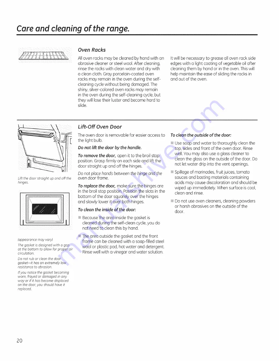 GE JM250DF1WW Owner'S Manual Download Page 20