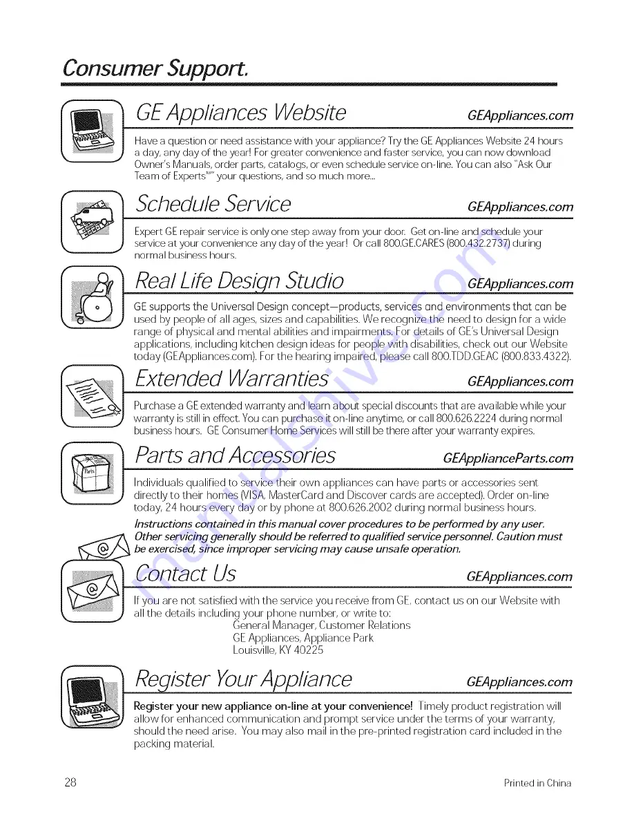 GE JNM3161DF1WW Owner'S Manual Download Page 28