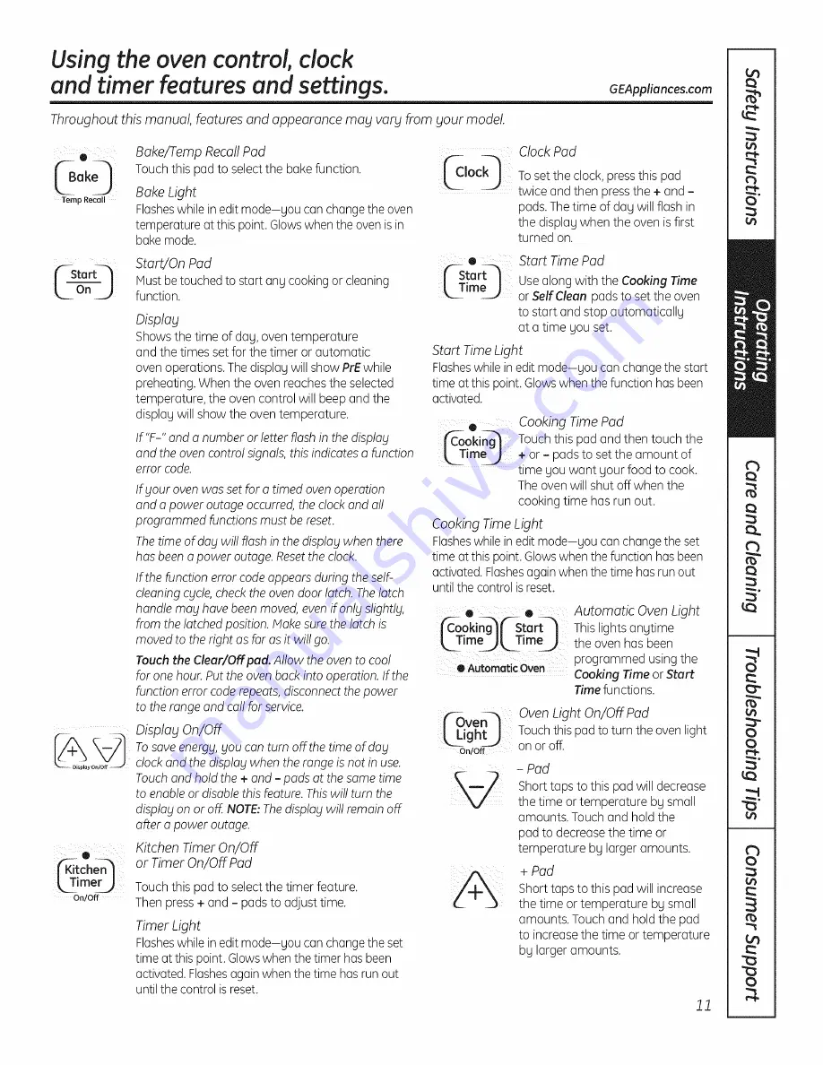 GE JSP39SN4SS Owner'S Manual Download Page 11