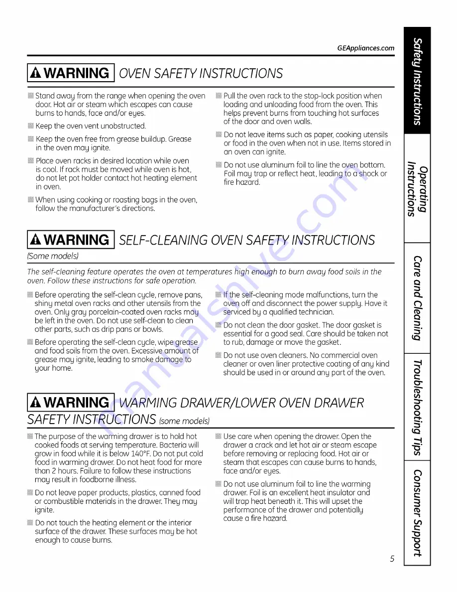 GE JSP46DP1BB Owner'S Manual Download Page 5