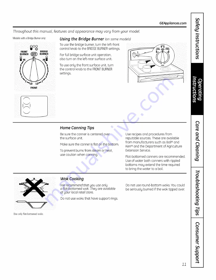 GE JSP46DP1BB Owner'S Manual Download Page 11