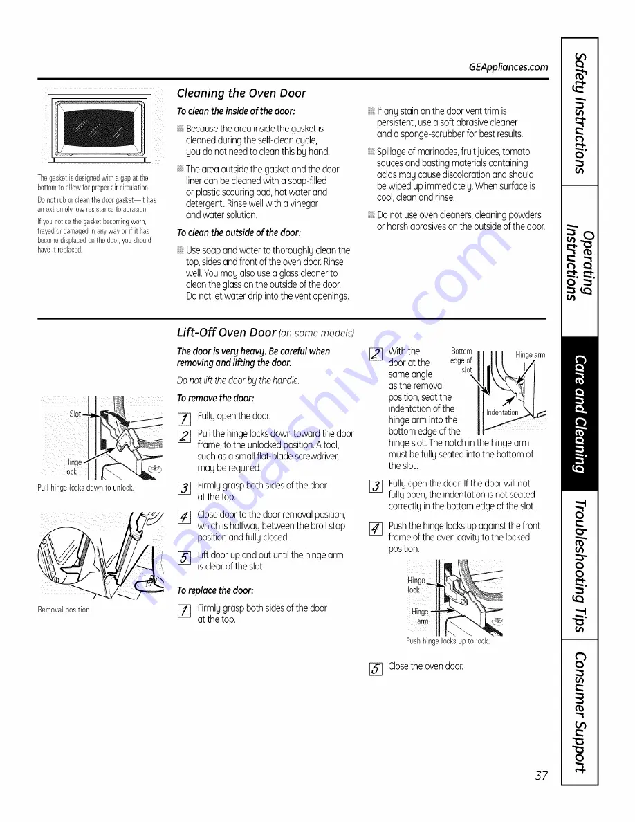 GE JSP46DP1BB Owner'S Manual Download Page 37