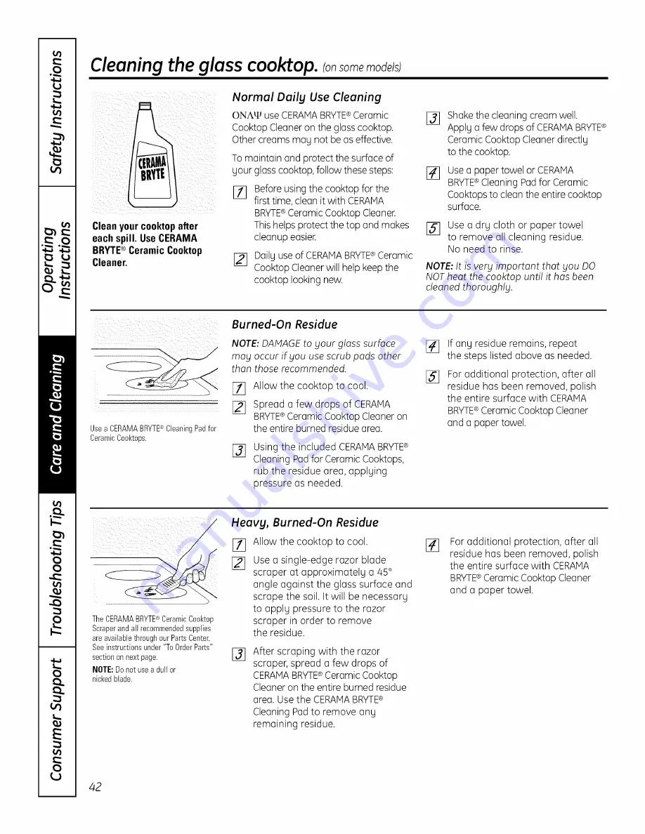 GE JSP46DP1BB Owner'S Manual Download Page 42