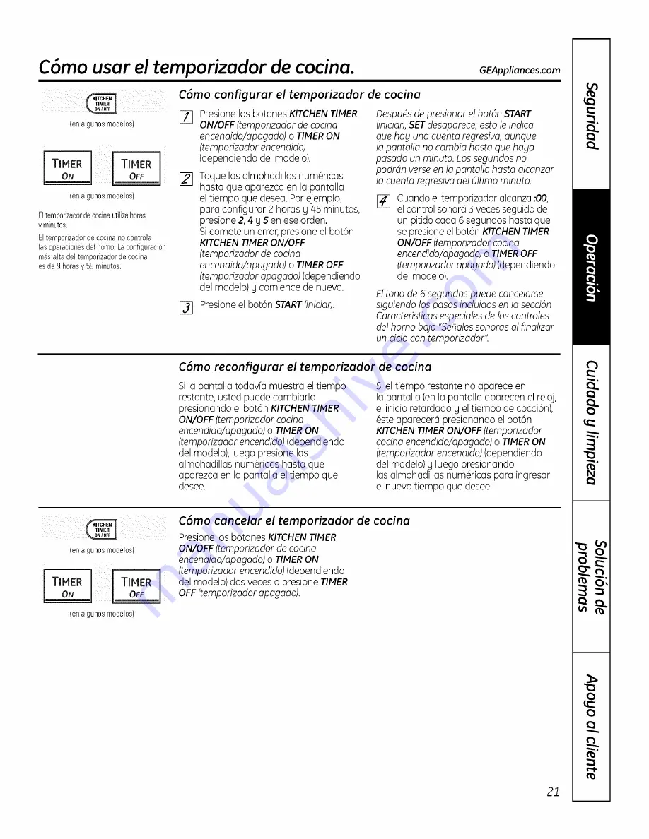 GE JSP46DP1BB Owner'S Manual Download Page 73