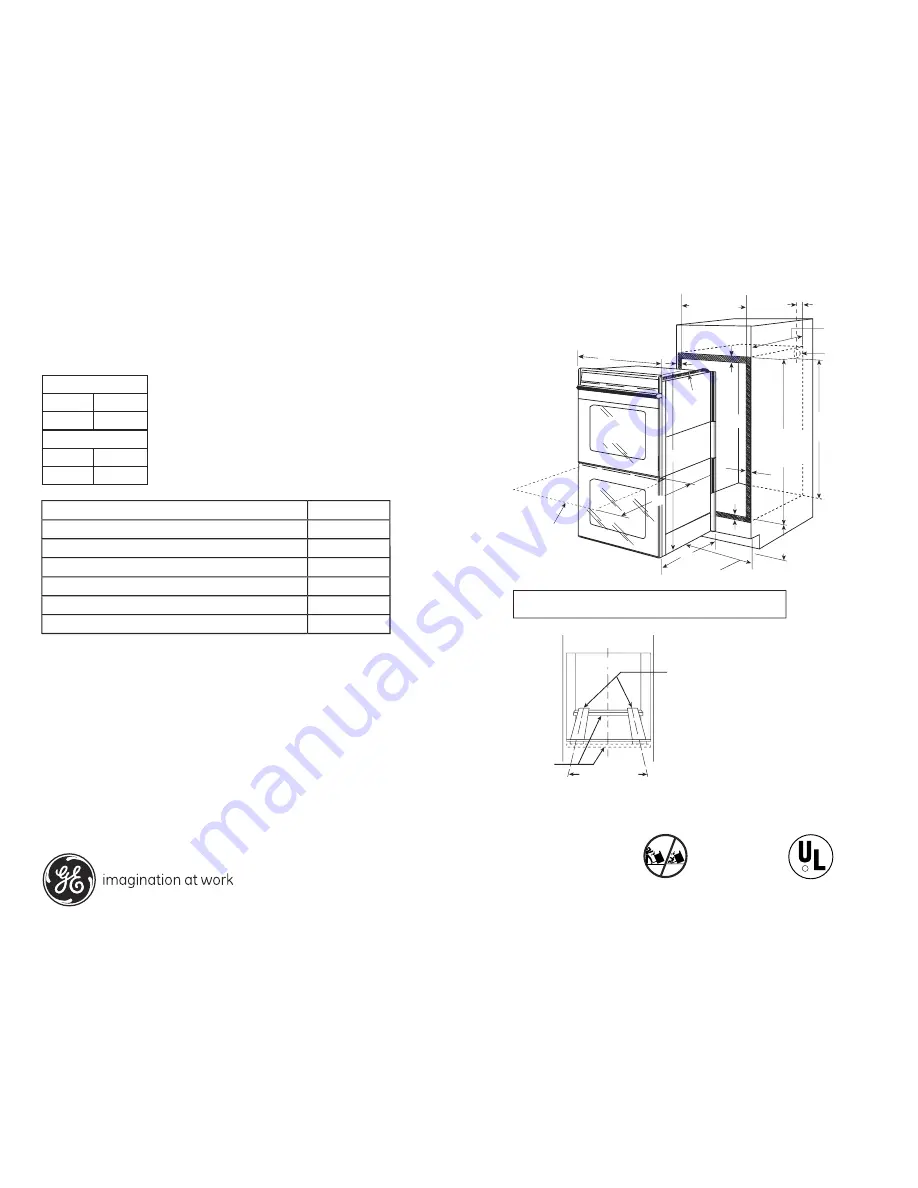 GE JTP28 Dimensions And Installation Information Download Page 1