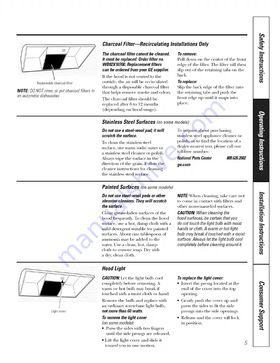 GE JV347* Owner'S Manual And Installation Instructions Download Page 5