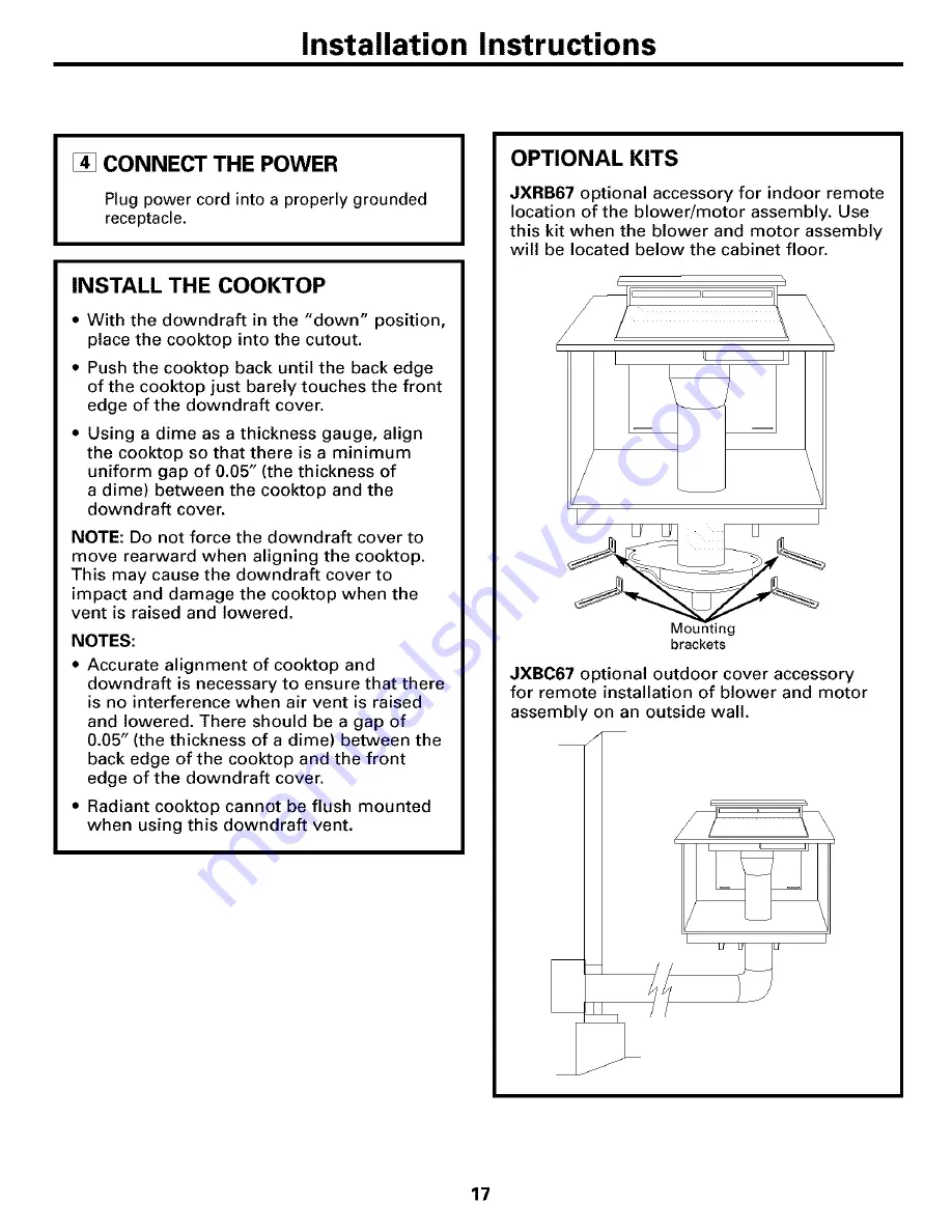 GE JVB37 Owner'S Manual And Installation Instructions Download Page 17