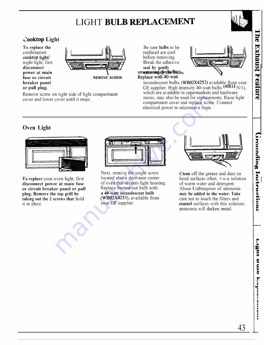 GE JVM192K Use And Care Manual Download Page 43