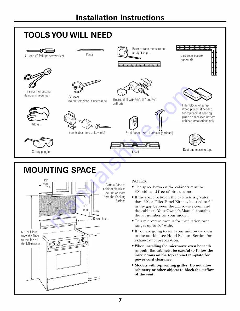 GE JVM6175SF1SS Installation Instructions Manual Download Page 7