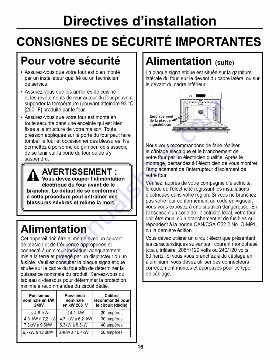 GE Monogram ZET2 Installation Instructions Manual Download Page 16