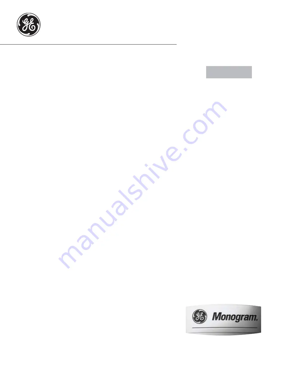 GE Monogram ZET2S Owner'S Manual Download Page 1