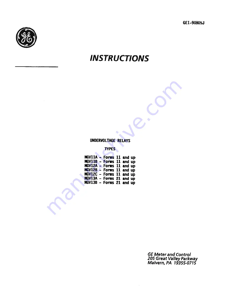 GE NGV Series Instructions Manual Download Page 5