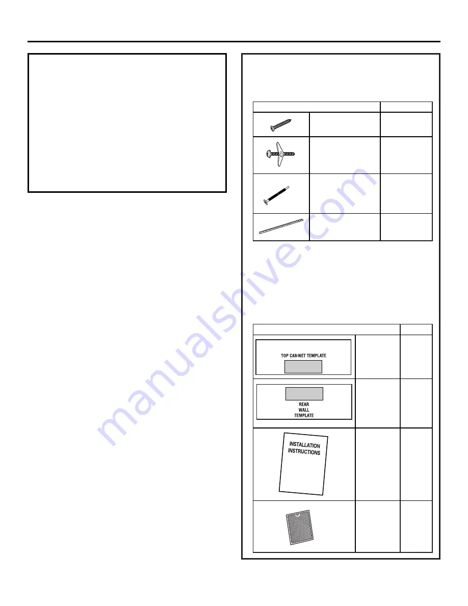 GE Over the Ran Microwave Oven Installation Instructions Manual Download Page 6