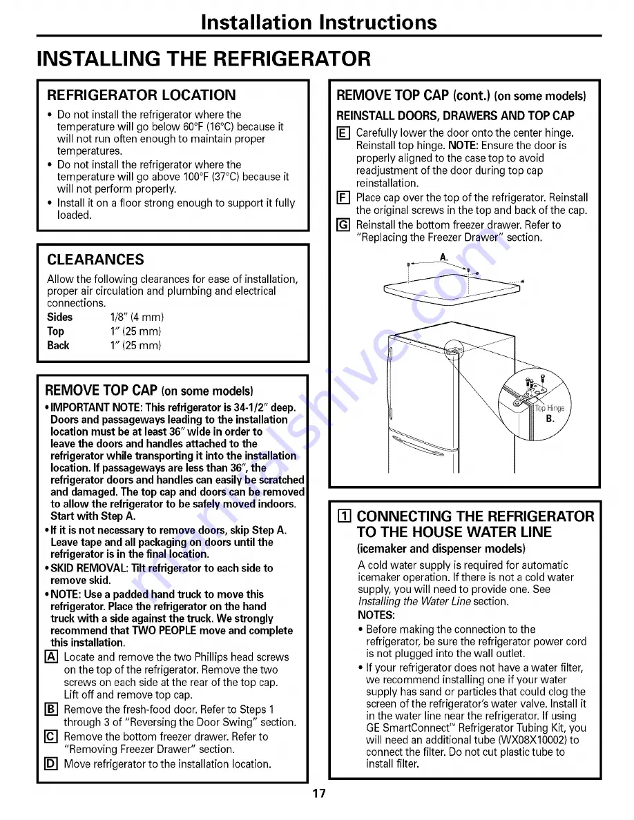 GE PDF22MFSABB and Owner'S Manual And Installation Instructions Download Page 17