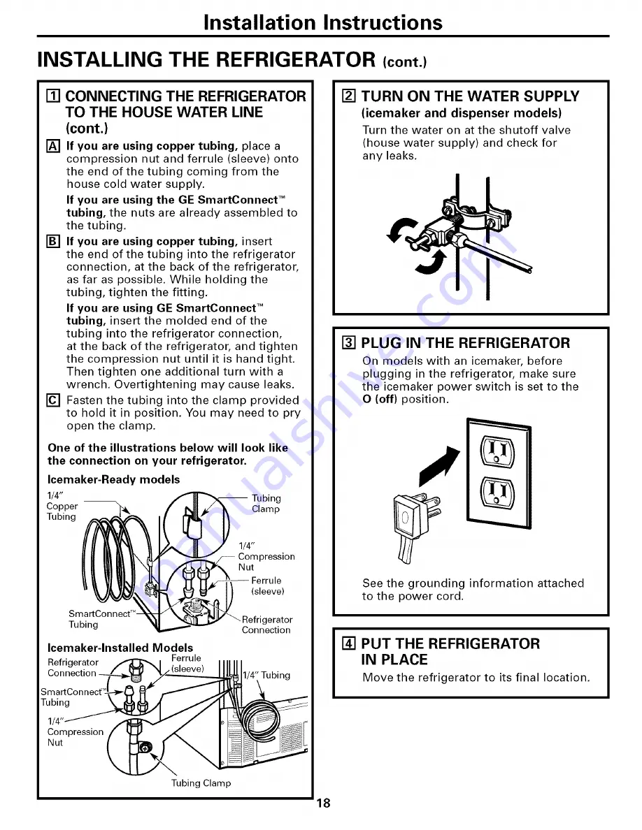 GE PDF22MFSABB and Owner'S Manual And Installation Instructions Download Page 18