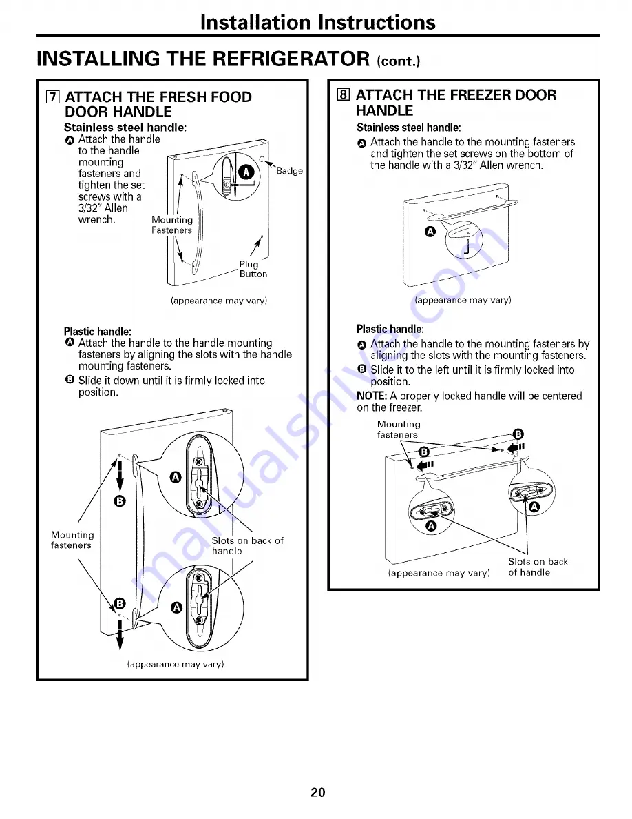 GE PDF22MFSABB and Скачать руководство пользователя страница 20