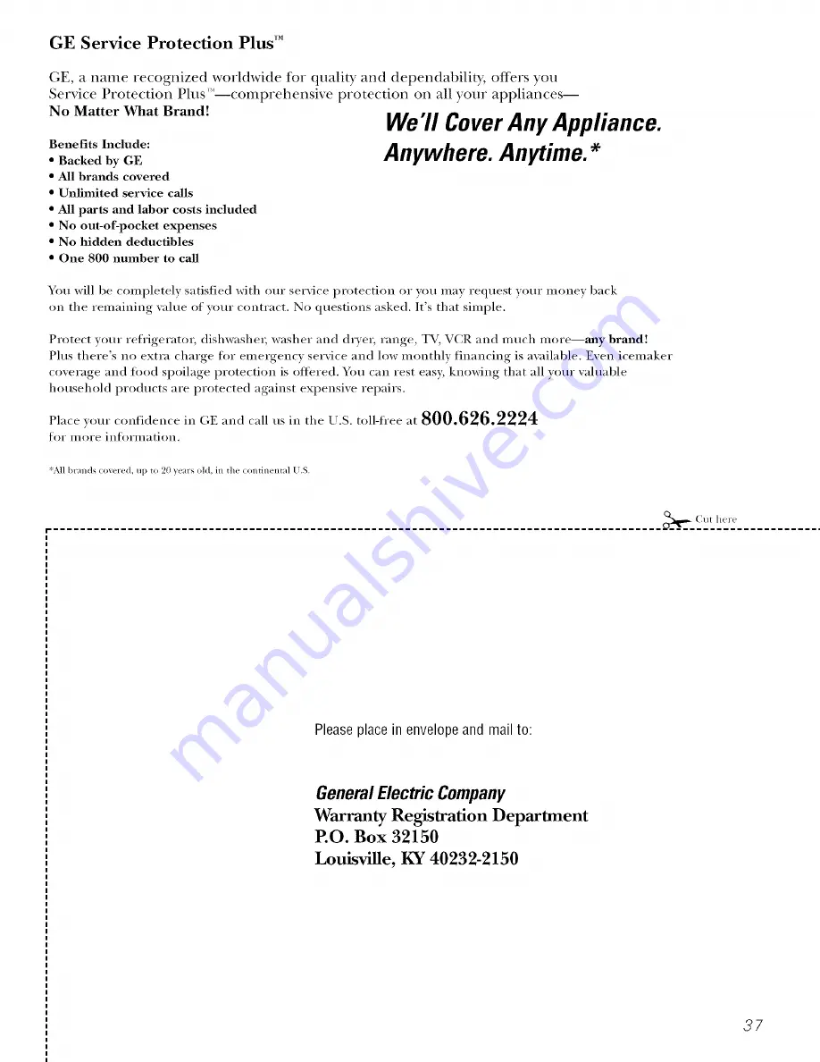 GE PDF22MFSABB and Owner'S Manual And Installation Instructions Download Page 37