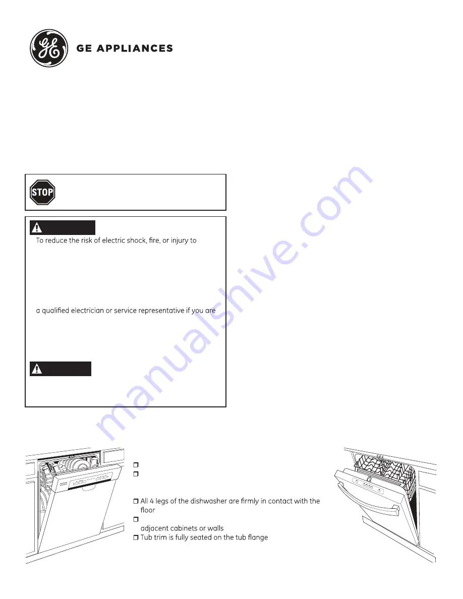 GE PDT660SSF2SS Installation Instructions Manual Download Page 1